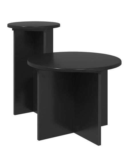 Set tavolini 2 pcs Rovere Nero Legno ingegnerizzato