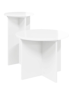 Set tavolini 2 pcs Bianco Lucido Legno ingegnerizzato