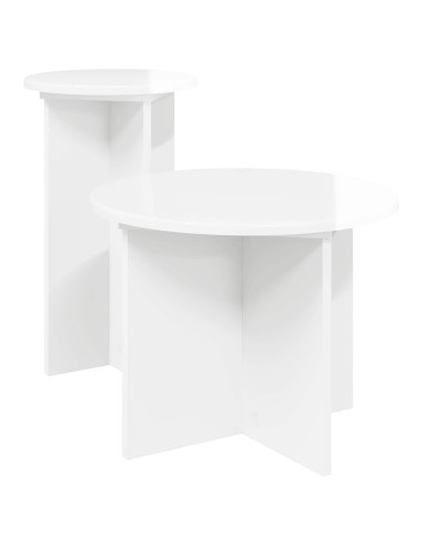 Set tavolini 2 pcs Bianco Lucido Legno ingegnerizzato