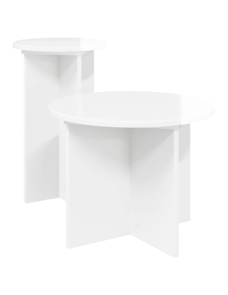 Set tavolini 2 pcs Bianco Lucido Legno ingegnerizzato