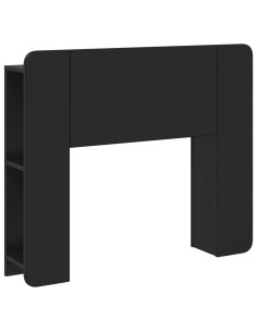 Testata del letto con archiviazione Nero Legno ingegnerizzato