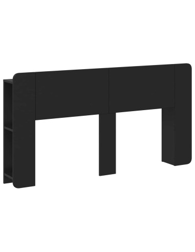 Testata del letto con archiviazione Nero Legno ingegnerizzato