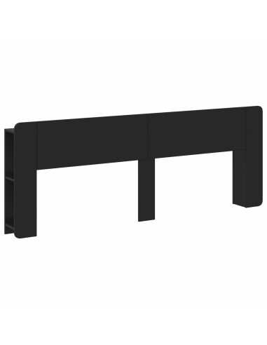 Testata del letto con archiviazione Nero Legno ingegnerizzato