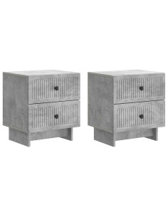 Armadio da Notte 2 pcs Grigio Cemento 43 x 34,5 x 47,5 cm