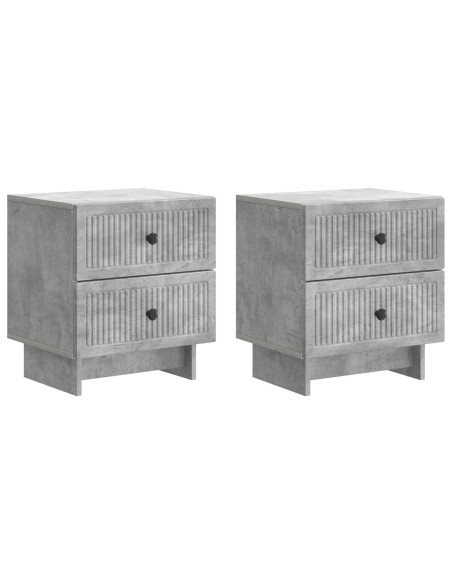 Armadio da Notte 2 pcs Grigio Cemento 43 x 34,5 x 47,5 cm