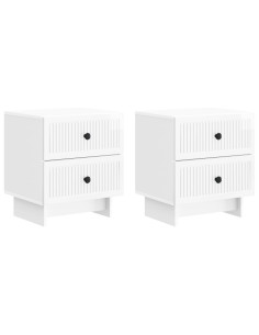 Armadio da Notte 2 pcs Bianco Lucido 43 x 34,5 x 47,5 cm