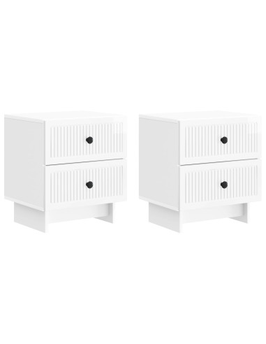 Armadio da Notte 2 pcs Bianco Lucido 43 x 34,5 x 47,5 cm
