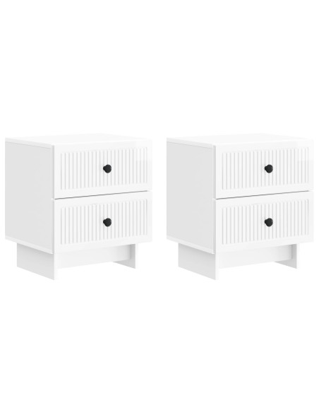 Armadio da Notte 2 pcs Bianco Lucido 43 x 34,5 x 47,5 cm