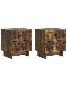 Armadio da Notte 2 pcs Rovere Fumo 43 x 34,5 x 47,5 cm