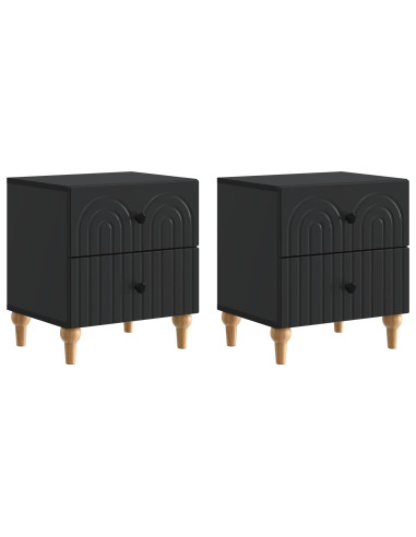 Armadio da Notte con cassetto 2 pcs Nero 43 x 34,5 x 48 cm