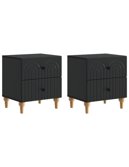 Armadio da Notte con cassetto 2 pcs Nero 43 x 34,5 x 48 cm