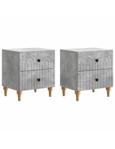 Armadio da Notte 2 pcs Grigio Cemento 43 x 34,5 x 48 cm