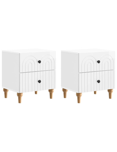 Armadio da Notte 2 pcs Bianco Lucido 43 x 34,5 x 48 cm