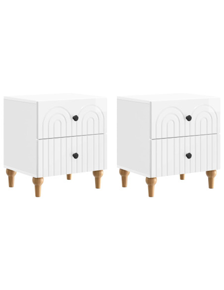 Armadio da Notte 2 pcs Bianco Lucido 43 x 34,5 x 48 cm