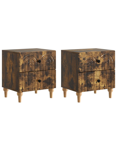 Armadio da Notte 2 pcs Rovere Fumo 43 x 34,5 x 48 cm