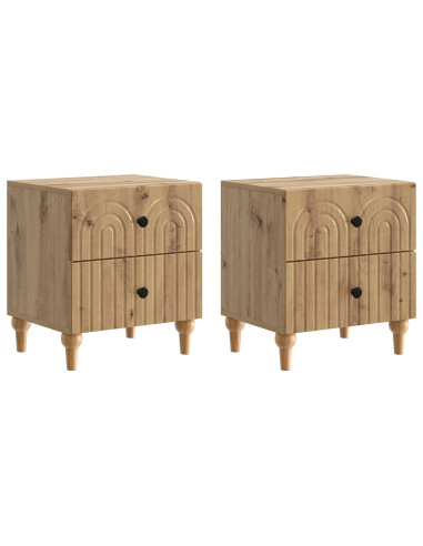 Armadio da Notte 2 pcs Rovere Artigianale 43 x 34,5 x 48 cm