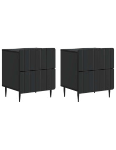 Armadio da Notte con cassetto 2 pcs Nero 43 x 34,5 x 49,5 cm