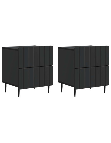 Armadio da Notte con cassetto 2 pcs Nero 43 x 34,5 x 49,5 cm