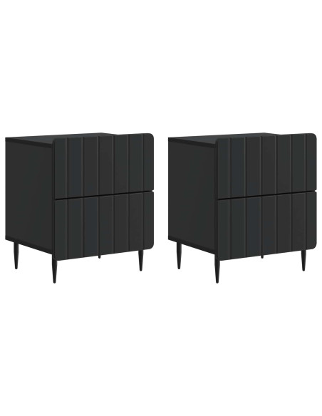 Armadio da Notte con cassetto 2 pcs Nero 43 x 34,5 x 49,5 cm