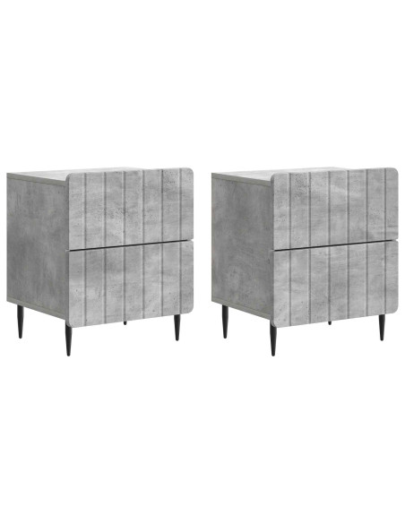 Armadio da Notte 2 pcs Grigio Cemento 43 x 34,5 x 49,5 cm