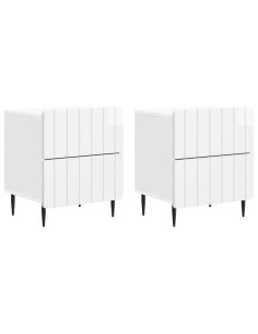 Armadio da Notte 2 pcs Bianco Lucido 43 x 34,5 x 49,5 cm