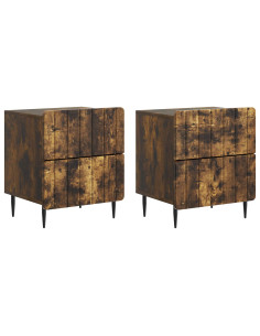Armadio da Notte 2 pcs Rovere Fumo 43 x 34,5 x 49,5 cm