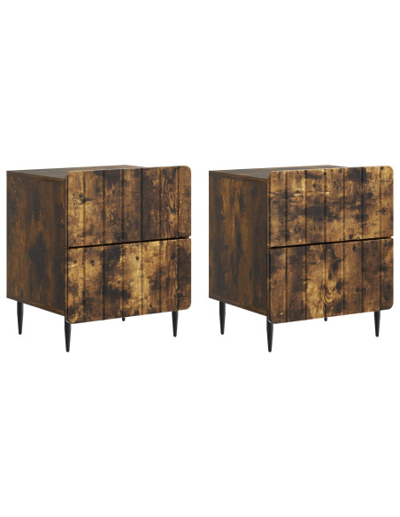 Armadio da Notte 2 pcs Rovere Fumo 43 x 34,5 x 49,5 cm