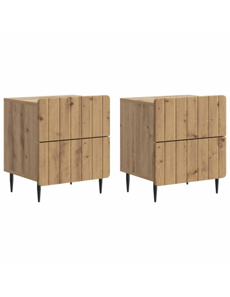 Armadio da Notte 2 pcs Rovere Artigianale 43 x 34,5 x 49,5 cm