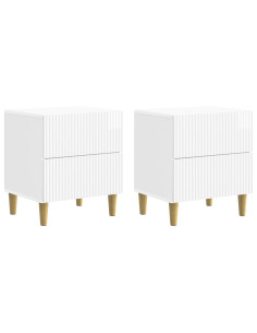 Armadio da Notte 2 pcs Bianco Lucido 43 x 34,5 x 48 cm