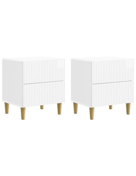Armadio da Notte 2 pcs Bianco Lucido 43 x 34,5 x 48 cm