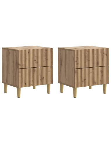 Armadio da Notte 2 pcs Rovere Artigianale 43 x 34,5 x 48 cm