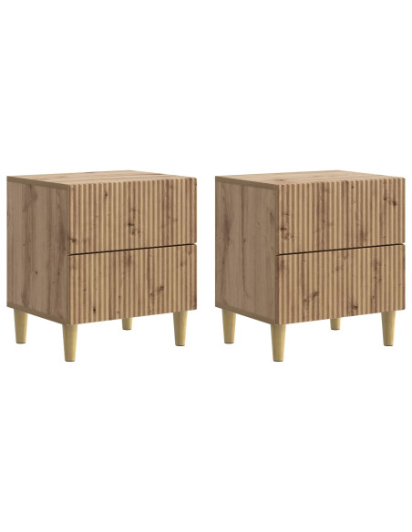 Armadio da Notte 2 pcs Rovere Artigianale 43 x 34,5 x 48 cm