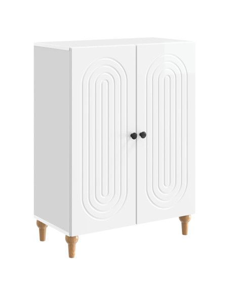 Credenza Bianco Lucido 66 x 34,5 x 90 cm Legno ingegnerizzato