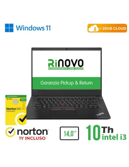 NB LENOVO RINOVO REFURBISHED ThinkPad E14 RN82422311 14" i3-10x00 8GB SSD NEW 256GB W11P CLOUD 20GB + NORTON