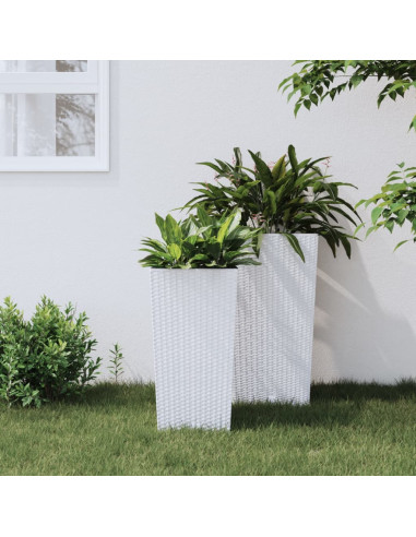 Fioriera con Interno Rimovibile Bianca 11 / 26,5 L in PP Rattan