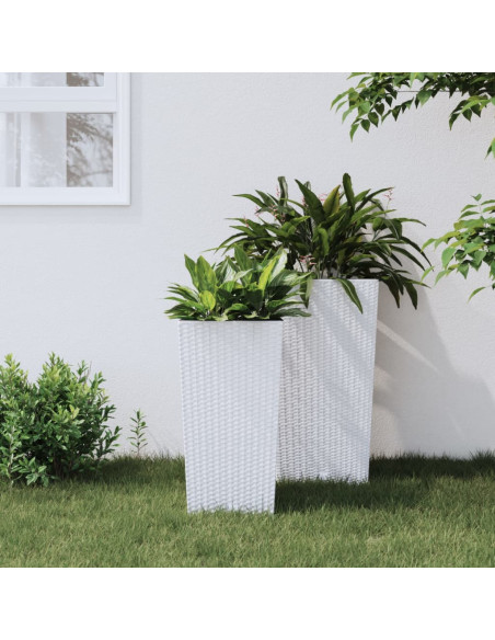 Fioriera con Interno Rimovibile Bianca 11 / 26,5 L in PP Rattan