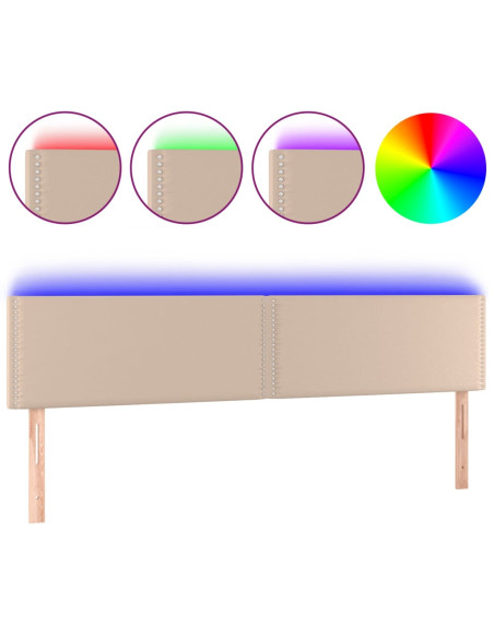 Testiera Cappuccino a LED 160x5x78/88 cm in Similpelle