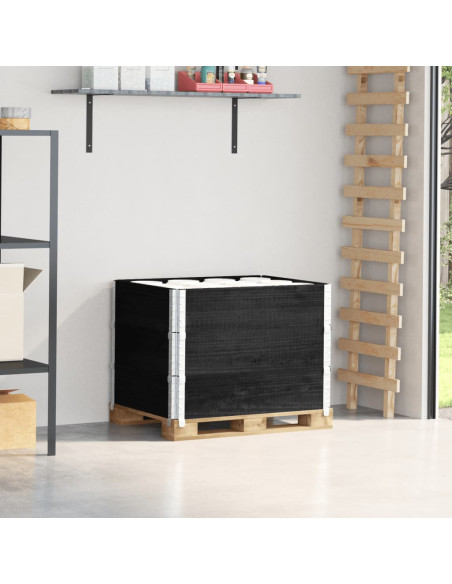 Paretali per Pallet 3 pz Neri 80x60cm in Legno Massello di Pino