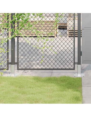 Basi per Pali Quadrate 4 pz Argento 46x46 mm in Acciaio Zincato