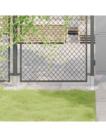 Basi per Pali Quadrate 4 pz Argento 46x46 mm in Acciaio Zincato