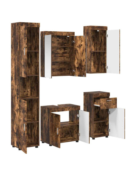Set di mobili per il bagno TULUM Rovere fumé Legno multistrato