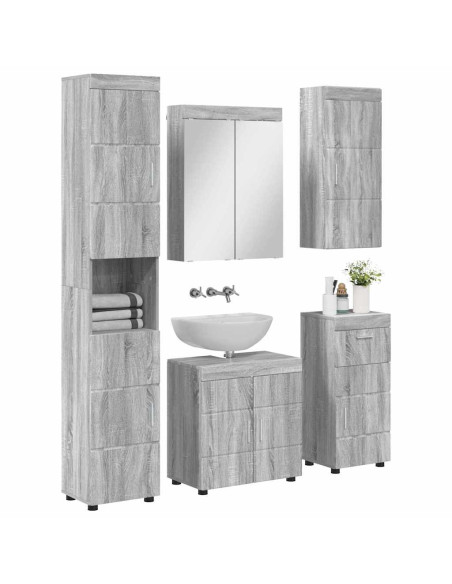 Set di mobili per il bagno con cassetto TULUM Grigio Sonoma