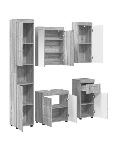 Set di mobili per il bagno con cassetto TULUM Grigio Sonoma