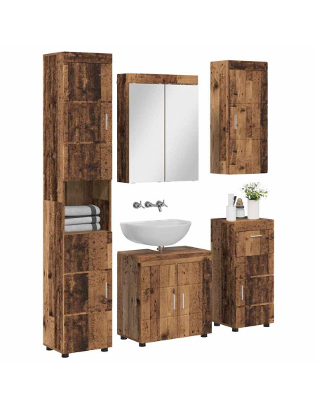 Set di mobili per il bagno con cassetto TULUM Legno vecchio