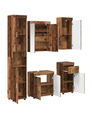 Set di mobili per il bagno con cassetto TULUM Legno vecchio