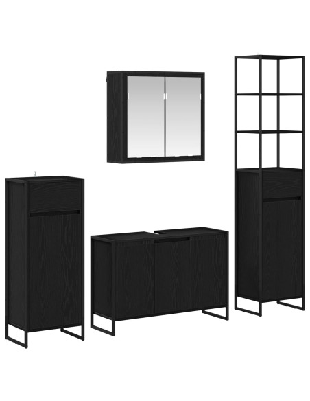 Set di mobili per il bagno Rovere Nero Legno multistrato