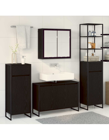 Set di mobili per il bagno Rovere Nero Legno multistrato