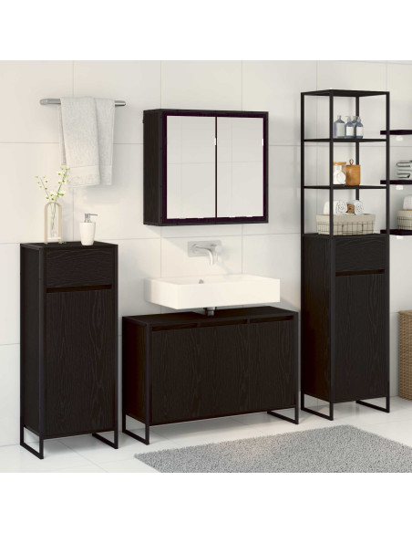 Set di mobili per il bagno Rovere Nero Legno multistrato