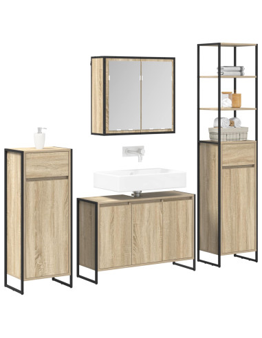 Set di mobili per il bagno Rovere Sonoma Legno multistrato