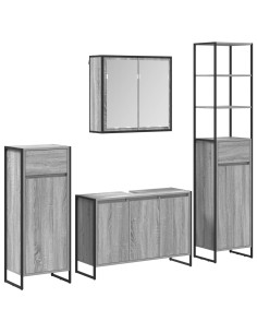 Set di mobili per il bagno Grigio Sonoma Legno multistrato 2